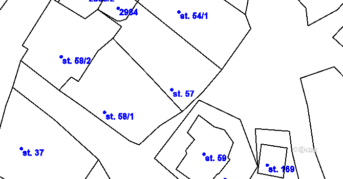 Parcela st. 57 v KÚ Dražov, Katastrální mapa