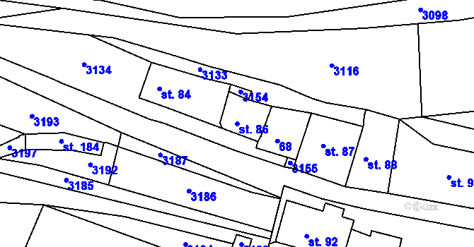 Parcela st. 86 v KÚ Dražov, Katastrální mapa