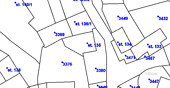 Parcela st. 135 v KÚ Dražov, Katastrální mapa