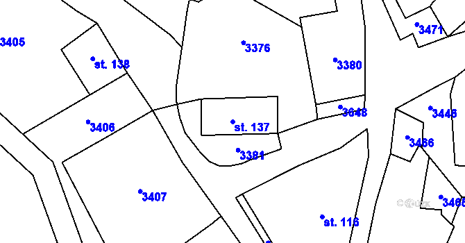 Parcela st. 137 v KÚ Dražov, Katastrální mapa