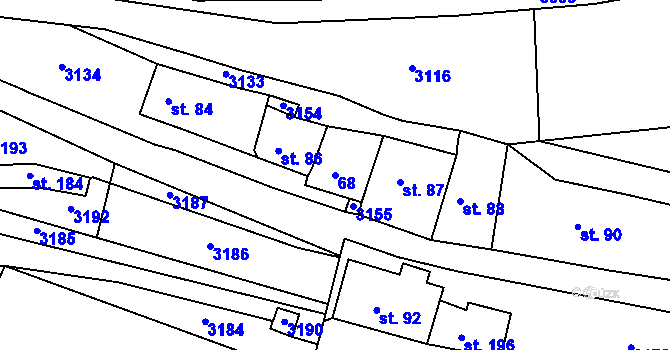 Parcela st. 68 v KÚ Dražov, Katastrální mapa