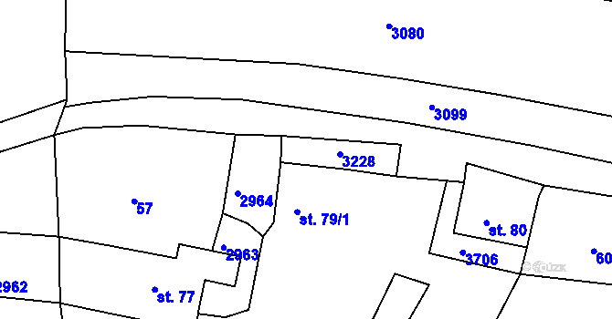 Parcela st. 2870/2 v KÚ Dražov, Katastrální mapa