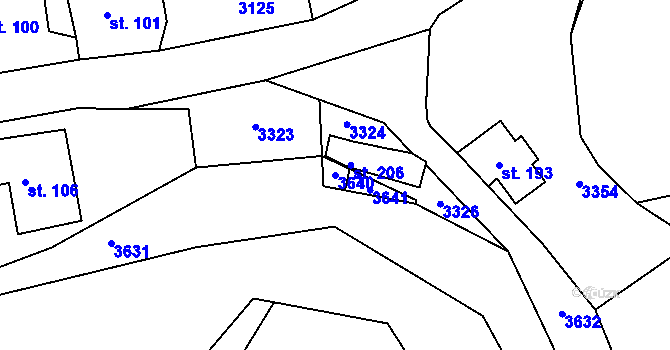 Parcela st. 3640 v KÚ Dražov, Katastrální mapa