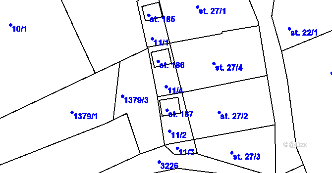 Parcela st. 11/4 v KÚ Dražov, Katastrální mapa