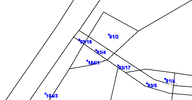 Parcela st. 93/4 v KÚ Dražovice u Sušice, Katastrální mapa