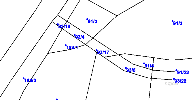 Parcela st. 93/17 v KÚ Dražovice u Sušice, Katastrální mapa