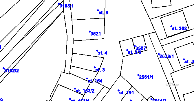 Parcela st. 4 v KÚ Dražovice, Katastrální mapa