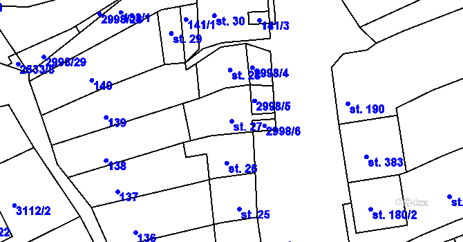 Parcela st. 27 v KÚ Dražovice, Katastrální mapa