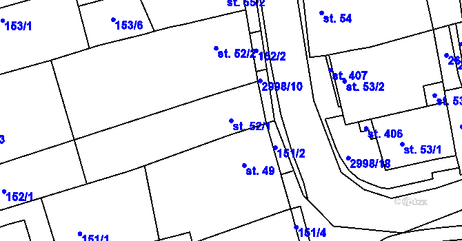 Parcela st. 52/1 v KÚ Dražovice, Katastrální mapa