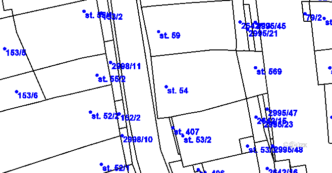 Parcela st. 54 v KÚ Dražovice, Katastrální mapa