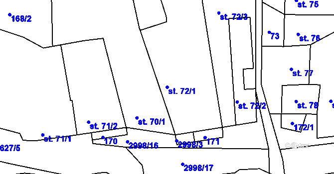 Parcela st. 72/1 v KÚ Dražovice, Katastrální mapa