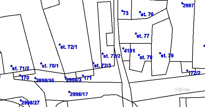 Parcela st. 72/2 v KÚ Dražovice, Katastrální mapa