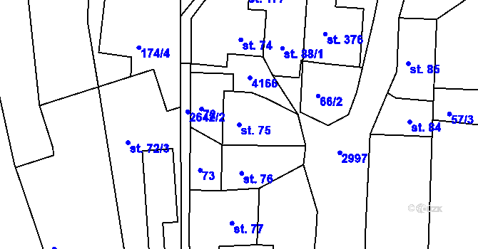 Parcela st. 75 v KÚ Dražovice, Katastrální mapa