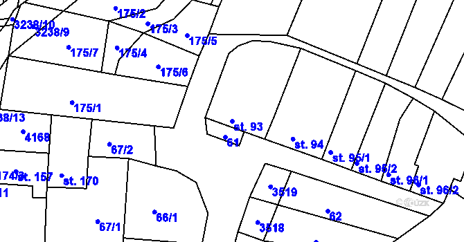 Parcela st. 93 v KÚ Dražovice, Katastrální mapa