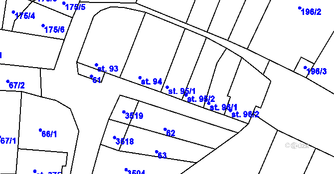 Parcela st. 95/1 v KÚ Dražovice, Katastrální mapa