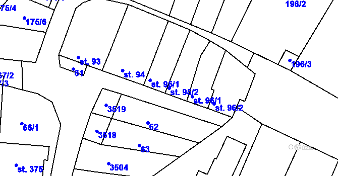 Parcela st. 95/2 v KÚ Dražovice, Katastrální mapa
