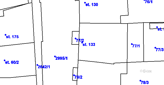 Parcela st. 133 v KÚ Dražovice, Katastrální mapa