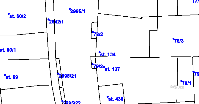 Parcela st. 134 v KÚ Dražovice, Katastrální mapa