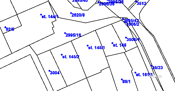Parcela st. 145/1 v KÚ Dražovice, Katastrální mapa