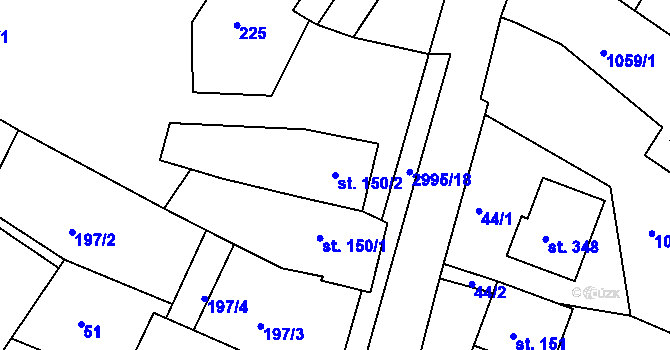 Parcela st. 150/2 v KÚ Dražovice, Katastrální mapa