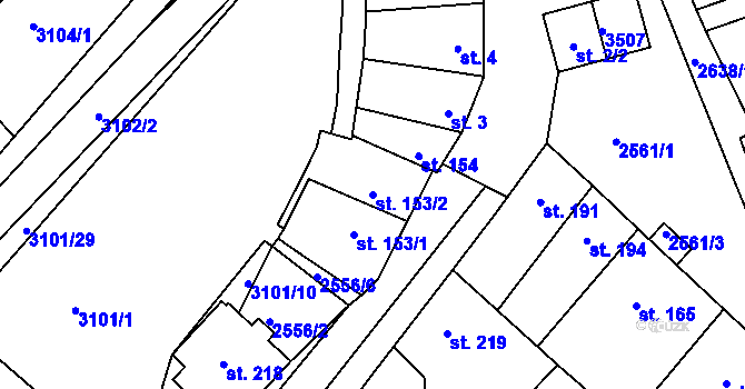 Parcela st. 153/2 v KÚ Dražovice, Katastrální mapa