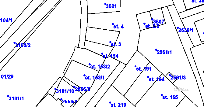 Parcela st. 154 v KÚ Dražovice, Katastrální mapa