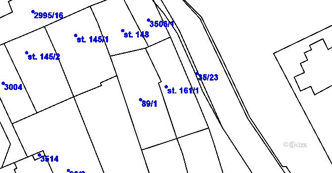 Parcela st. 161/1 v KÚ Dražovice, Katastrální mapa