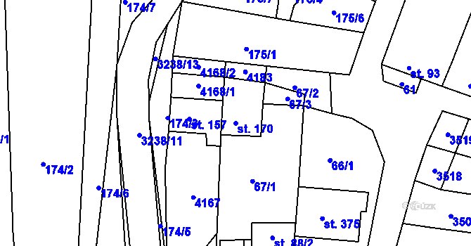 Parcela st. 170 v KÚ Dražovice, Katastrální mapa