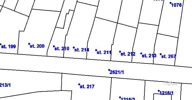 Parcela st. 211 v KÚ Dražovice, Katastrální mapa