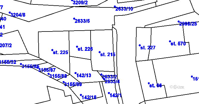Parcela st. 215 v KÚ Dražovice, Katastrální mapa