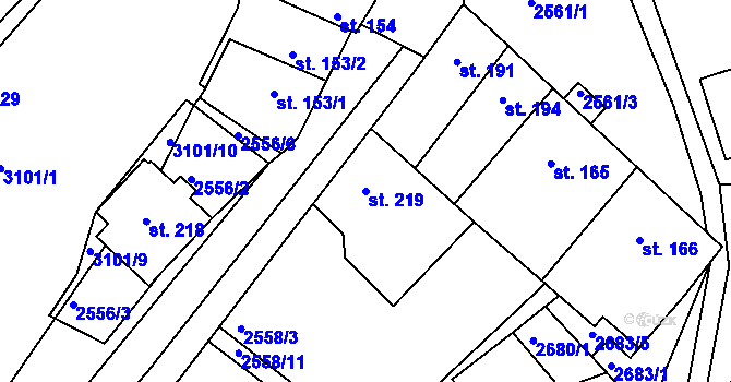 Parcela st. 219 v KÚ Dražovice, Katastrální mapa