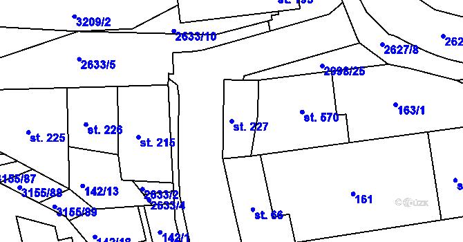 Parcela st. 227 v KÚ Dražovice, Katastrální mapa