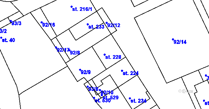Parcela st. 228 v KÚ Dražovice, Katastrální mapa