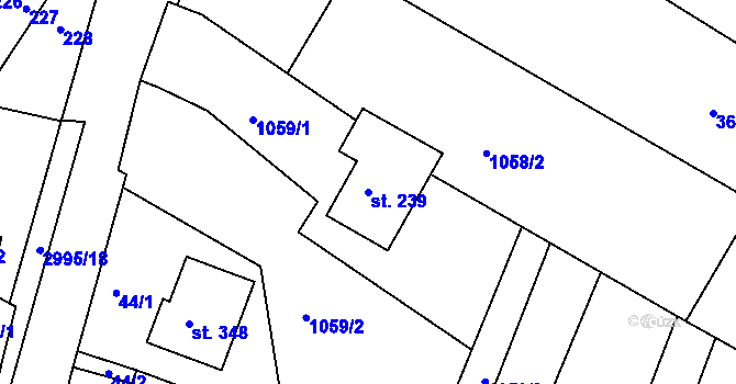 Parcela st. 239 v KÚ Dražovice, Katastrální mapa