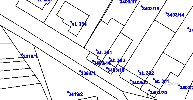 Parcela st. 304 v KÚ Dražovice, Katastrální mapa