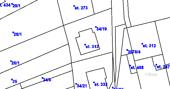 Parcela st. 313 v KÚ Dražovice, Katastrální mapa