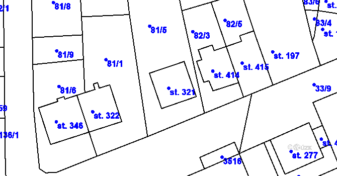 Parcela st. 321 v KÚ Dražovice, Katastrální mapa