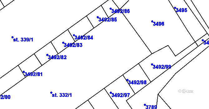 Parcela st. 332/6 v KÚ Dražovice, Katastrální mapa