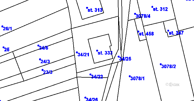 Parcela st. 333 v KÚ Dražovice, Katastrální mapa