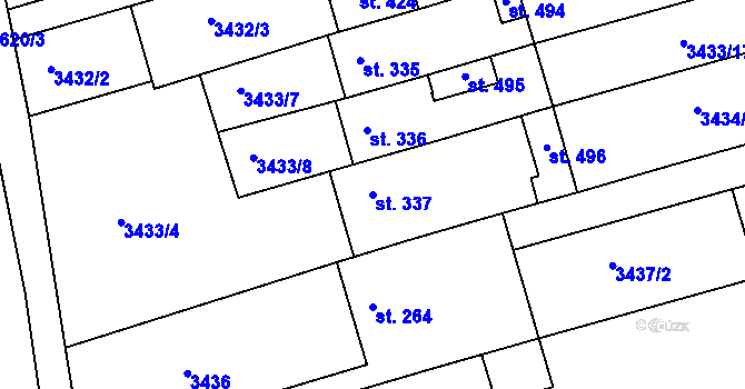 Parcela st. 337 v KÚ Dražovice, Katastrální mapa