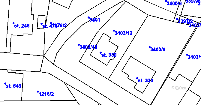 Parcela st. 338 v KÚ Dražovice, Katastrální mapa