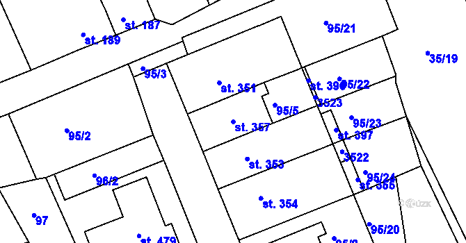 Parcela st. 357 v KÚ Dražovice, Katastrální mapa