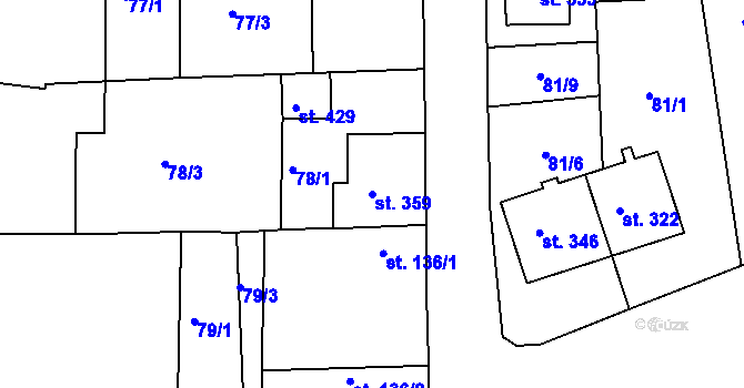 Parcela st. 359 v KÚ Dražovice, Katastrální mapa