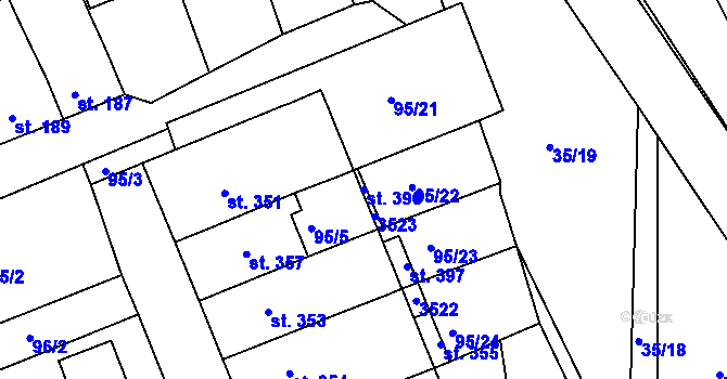 Parcela st. 396 v KÚ Dražovice, Katastrální mapa