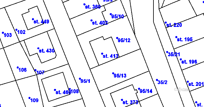 Parcela st. 413 v KÚ Dražovice, Katastrální mapa