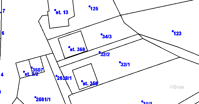 Parcela st. 32/2 v KÚ Dražovice, Katastrální mapa