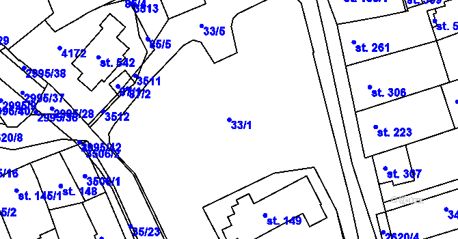 Parcela st. 33/1 v KÚ Dražovice, Katastrální mapa