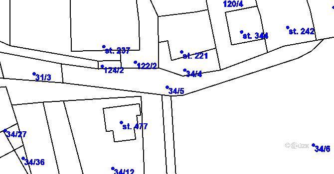 Parcela st. 34/5 v KÚ Dražovice, Katastrální mapa