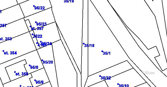 Parcela st. 35/18 v KÚ Dražovice, Katastrální mapa