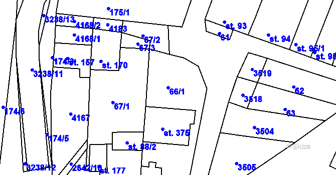 Parcela st. 66/1 v KÚ Dražovice, Katastrální mapa